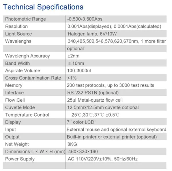 Chemie-Analysator-halbautomatisches biochemisches Analysator-medizinisches Gerät Mindray Rayto Rt-1904c